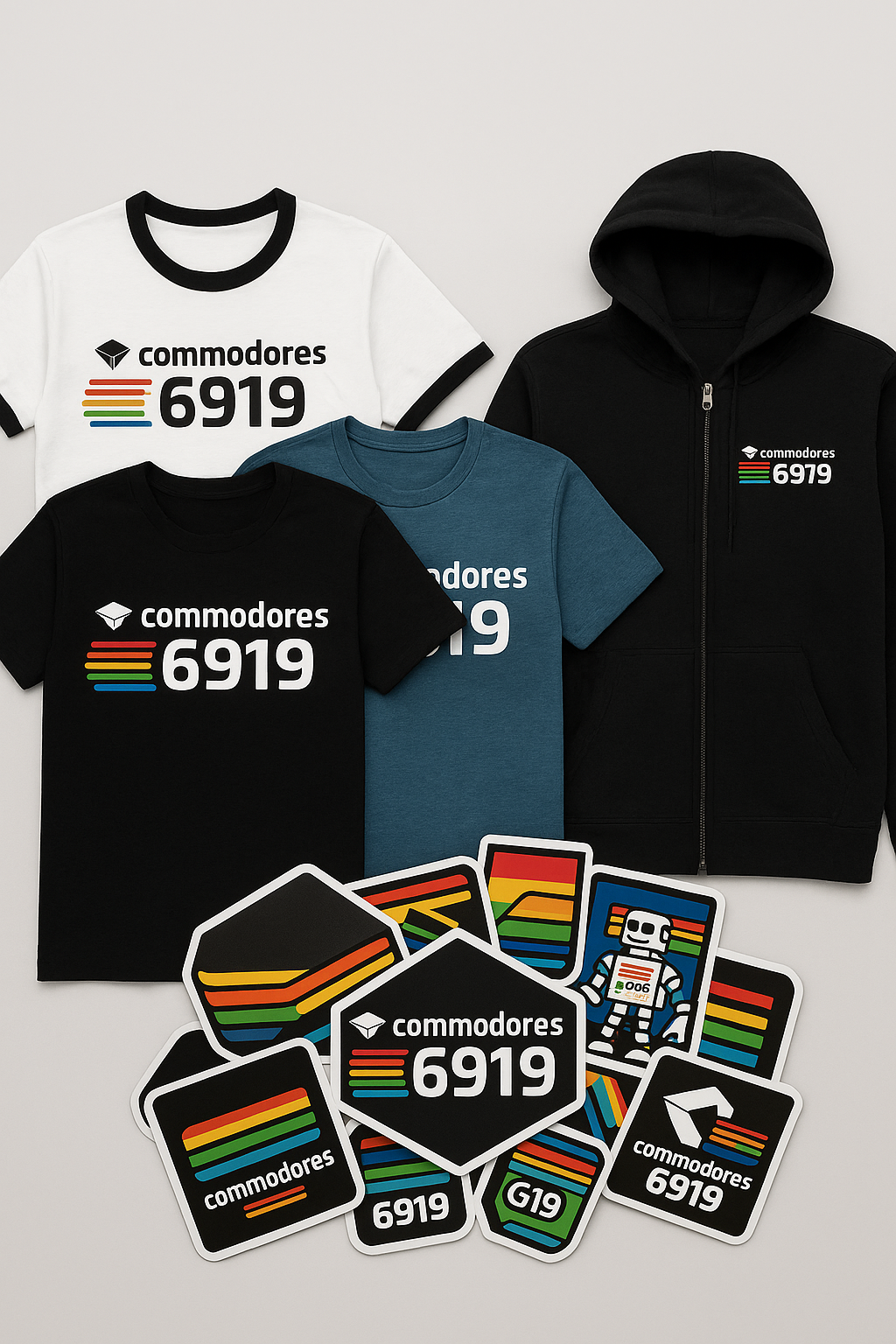 Bundle of hoodie, shirt, and stickers